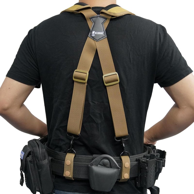 KUNN Tactical Duty Belt Suspenders with Metal Hook,Men Padded Police Harness for Duty Belt,Khaki - Image 3